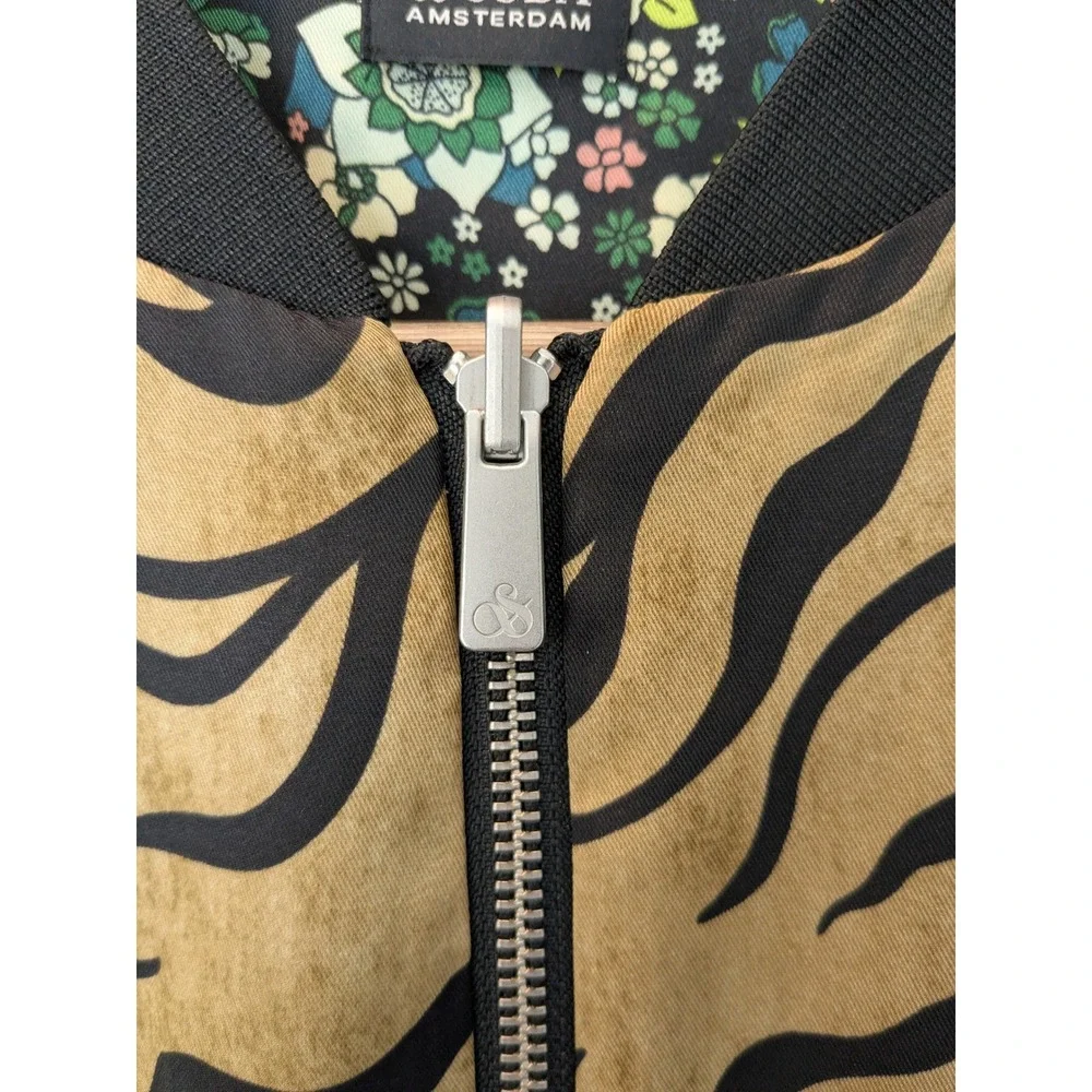 Scotch Soda‎ Amsterdam Tiger Print Bomber Jacket Womens Floral Lining S MINT